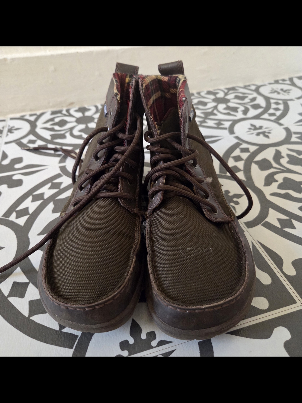 Unisex Brown Lace-Up Canvas Ankle Boots